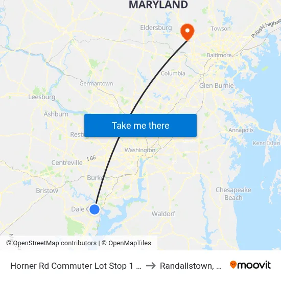 Horner Rd Commuter Lot Stop 1 PM to Randallstown, MD map