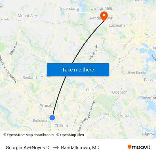 Georgia Av+Noyes Dr to Randallstown, MD map