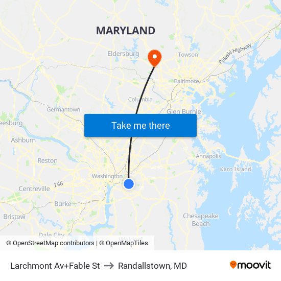 Larchmont Av+Fable St to Randallstown, MD map