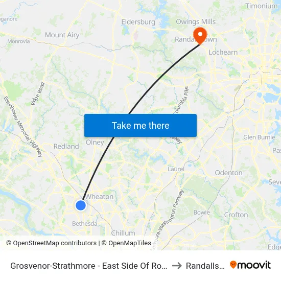 Grosvenor-Strathmore - East Side Of Rockville Pike Near Tuckerman Ln. to Randallstown, MD map