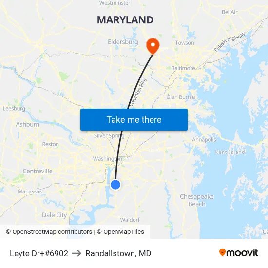 Leyte Dr+#6902 to Randallstown, MD map