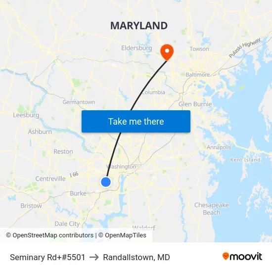 Seminary Rd+#5501 to Randallstown, MD map