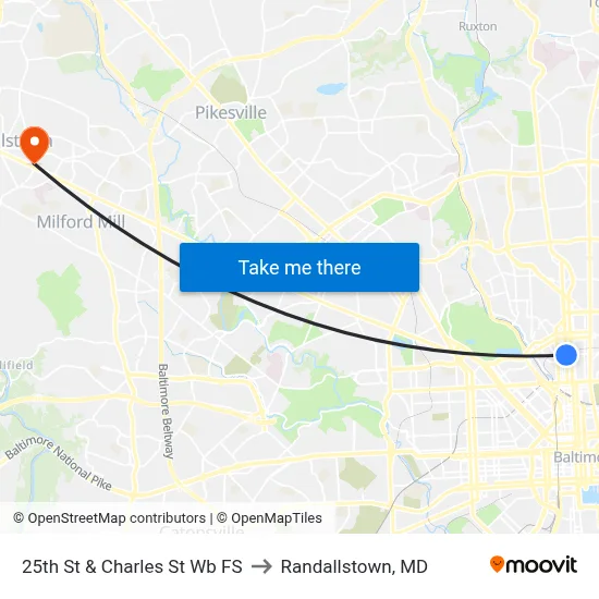 25th St & Charles St Wb FS to Randallstown, MD map