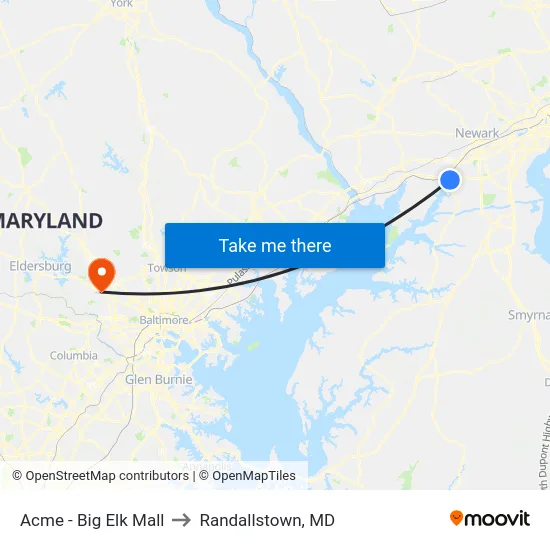 Acme - Big Elk Mall to Randallstown, MD map