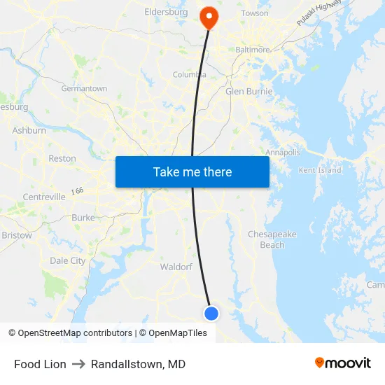 Food Lion to Randallstown, MD map