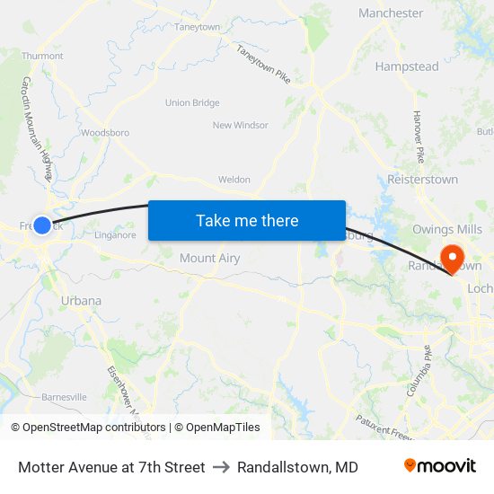 Motter Avenue at 7th Street to Randallstown, MD map