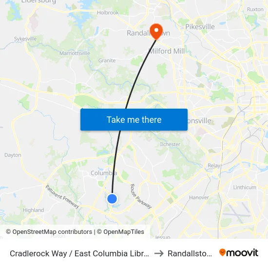 Cradlerock Way / East Columbia Library (Westbound) to Randallstown, MD map