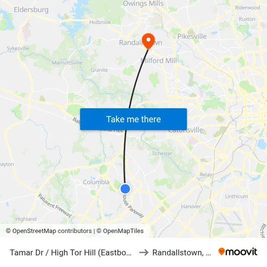 Tamar Dr / High Tor Hill (Eastbound) to Randallstown, MD map