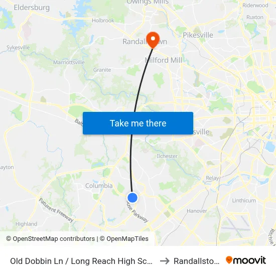 Old Dobbin Ln / Long Reach High School (Northbound) to Randallstown, MD map