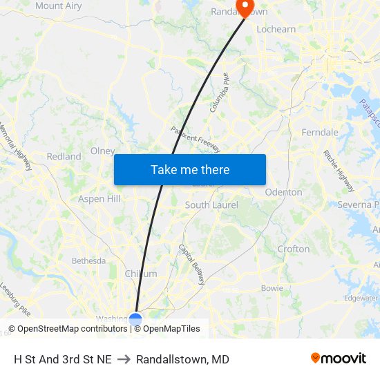 H St And 3rd St NE to Randallstown, MD map