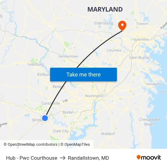 Hub - Pwc Courthouse to Randallstown, MD map