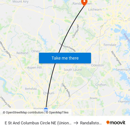 E St And Columbus Circle NE (Union Station) (Eb) to Randallstown, MD map