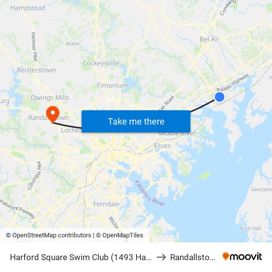 Harford Square Swim Club (1493 Harford Square Dr) to Randallstown, MD map