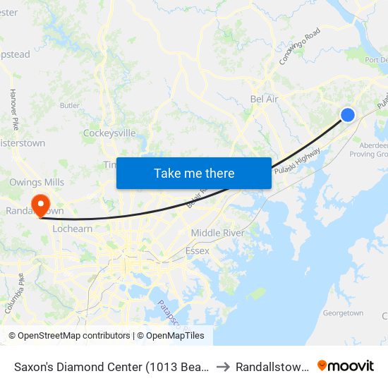 Saxon's  Diamond Center (1013 Beards Hill Rd) to Randallstown, MD map