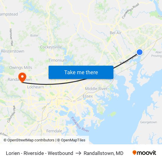 Lorien - Riverside - Westbound to Randallstown, MD map