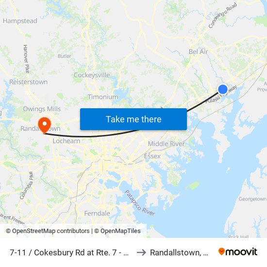 7-11 / Cokesbury Rd at Rte. 7 - Wb to Randallstown, MD map