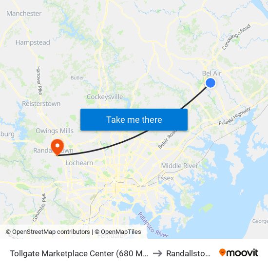 Tollgate Marketplace Center (680 Marketplace Dr) to Randallstown, MD map