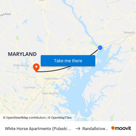 White Horse Apartments  (Pulaski Hwy/Us 40) to Randallstown, MD map