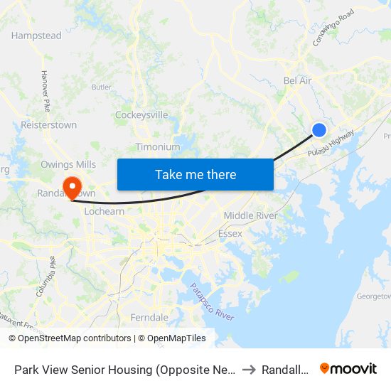 Park View Senior Housing  (Opposite Near Box Hill S Pwky & Merchant Blvd) to Randallstown, MD map
