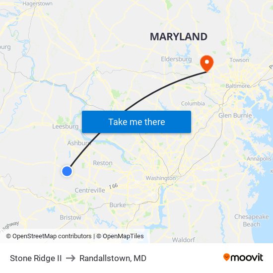 Stone Ridge II to Randallstown, MD map