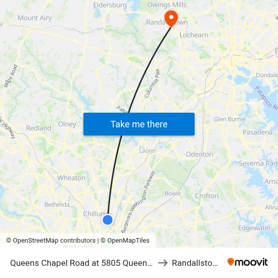Queens Chapel Road at 5805 Queens Chapel Road to Randallstown, MD map