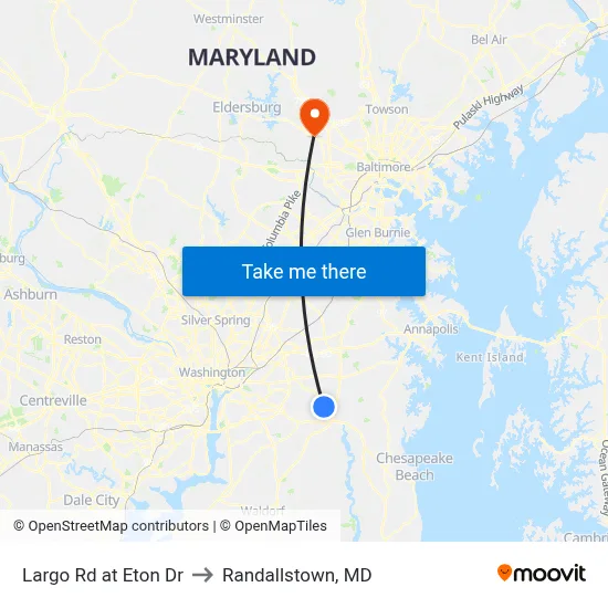 Largo Rd at Eton Dr to Randallstown, MD map