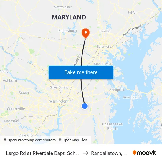 Largo Rd at Riverdale Bapt. School to Randallstown, MD map