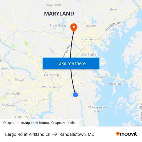 Largo Rd at Kirkland Ln to Randallstown, MD map