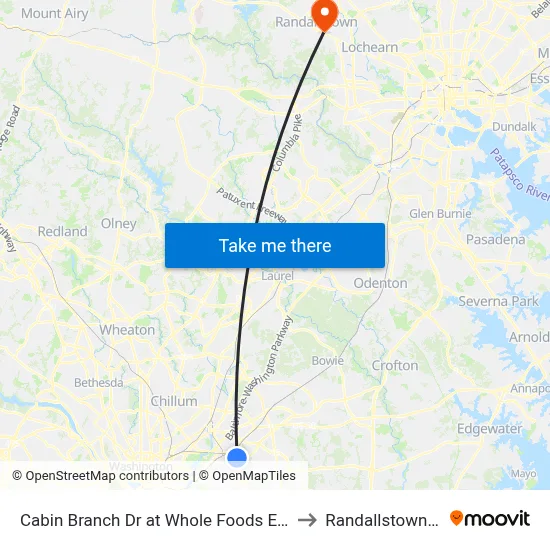 Cabin Branch Dr at Whole Foods Entrance to Randallstown, MD map