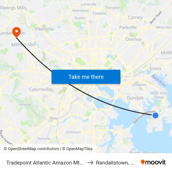 Tradepoint Atlantic Amazon Mtn6 to Randallstown, MD map