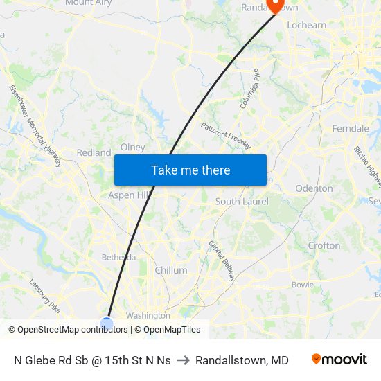 N Glebe Rd Sb @ 15th St N Ns to Randallstown, MD map