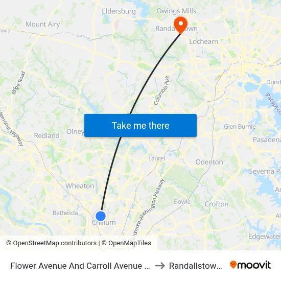 Flower Avenue And Carroll Avenue (Inbound) to Randallstown, MD map