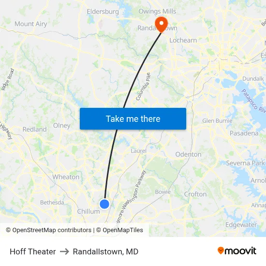 Hoff Theater to Randallstown, MD map