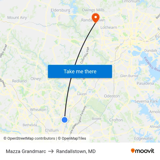 Mazza Grandmarc to Randallstown, MD map