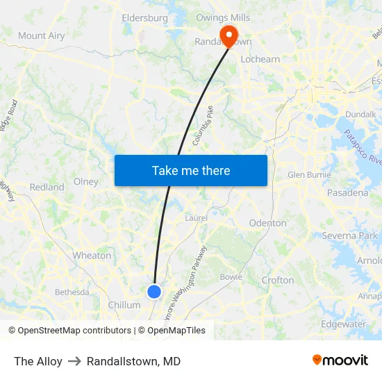 The Alloy to Randallstown, MD map