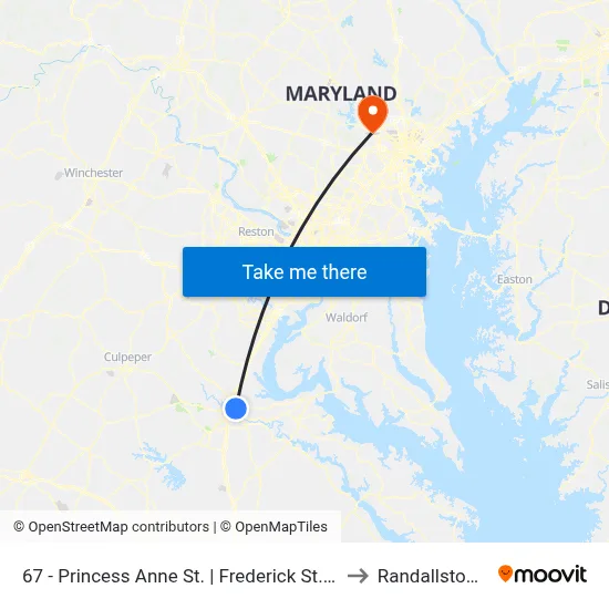67 - Princess Anne St. | Frederick St. (Train Station) to Randallstown, MD map