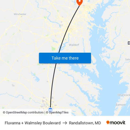 Fluvanna + Walmsley Boulevard to Randallstown, MD map