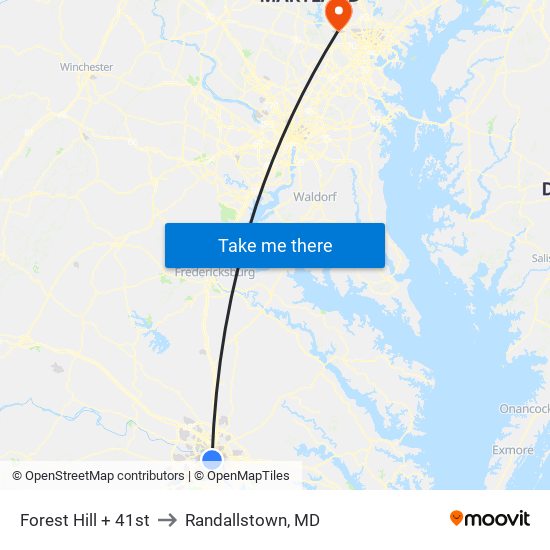 Forest Hill + 41st to Randallstown, MD map