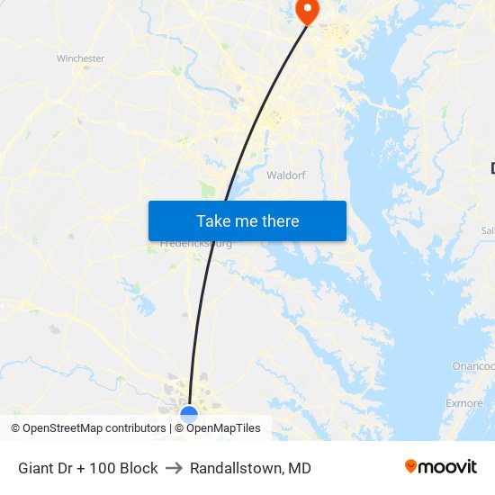 Giant Dr + 100 Block to Randallstown, MD map