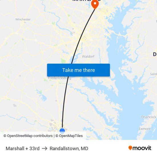 Marshall + 33rd to Randallstown, MD map