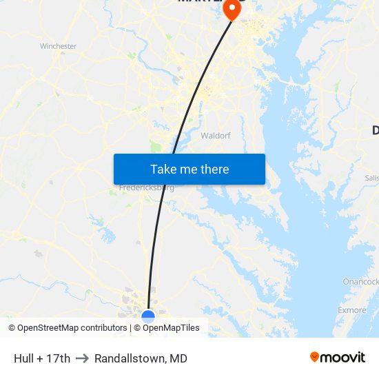 Hull + 17th to Randallstown, MD map