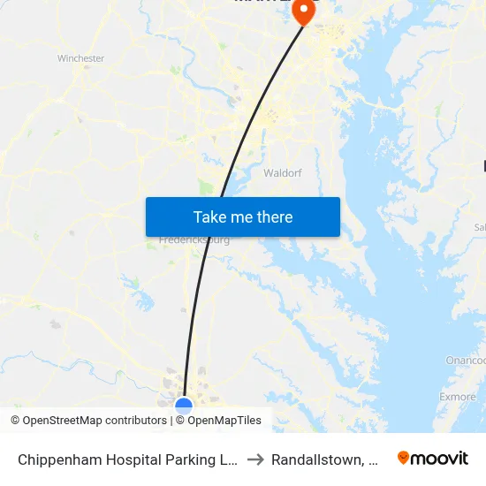Chippenham Hospital Parking Lot to Randallstown, MD map