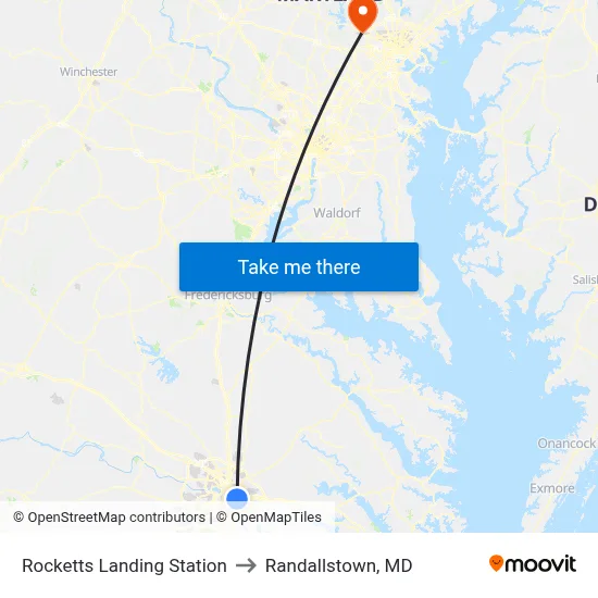 Rocketts Landing Station to Randallstown, MD map