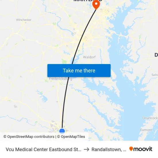 Vcu Medical Center Eastbound Station to Randallstown, MD map