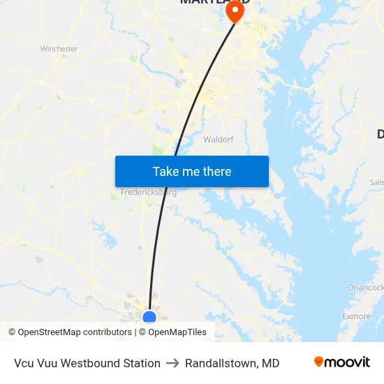 Vcu Vuu Westbound Station to Randallstown, MD map