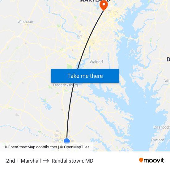 2nd + Marshall to Randallstown, MD map