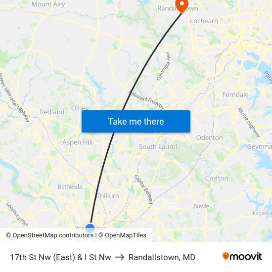 17th St Nw (East) & I St Nw to Randallstown, MD map