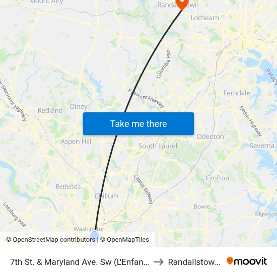 7th St. & Maryland Ave. Sw (L'Enfant Plaza) Nb to Randallstown, MD map