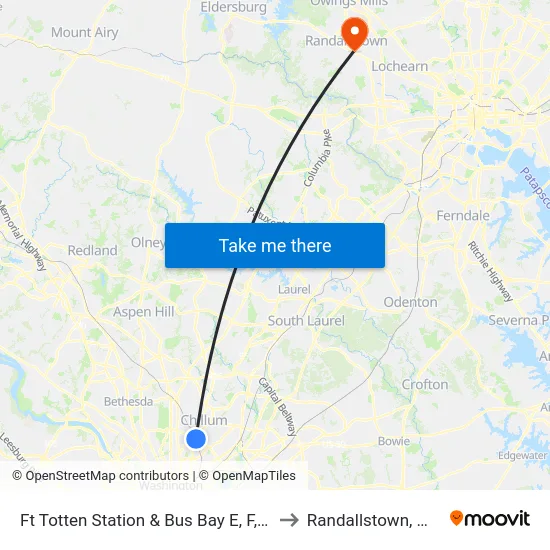 Ft Totten Station & Bus Bay E, F, G to Randallstown, MD map