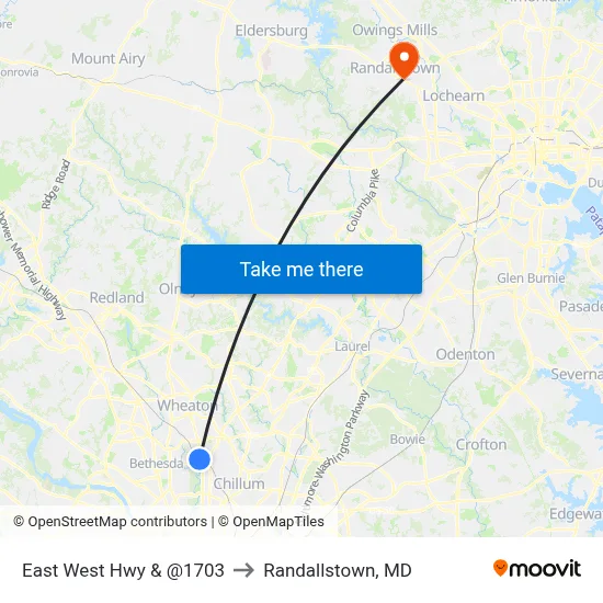 East West Hwy & @1703 to Randallstown, MD map